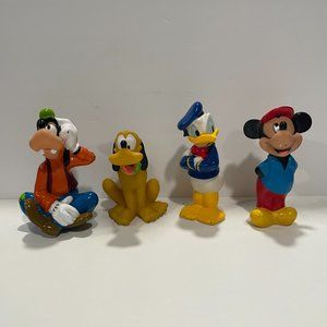 4 Piece Disney Play Bathtime Toys Donald Goofy Mickey Pluto Vintage Toys 7"